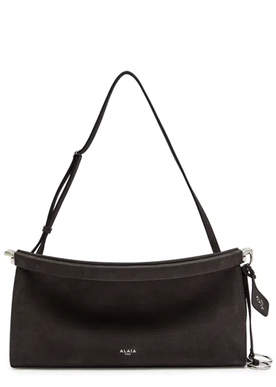 Alaïa East West Medium Nubuck Shoulder Bag In Gray