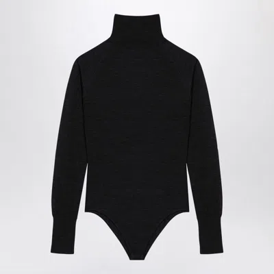 Alaïa Alaia  Ebene Black Wool Second Skin Bodysuit