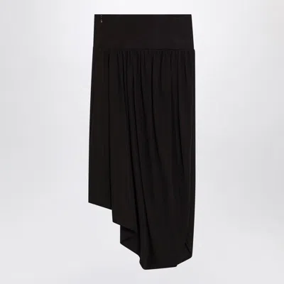 Alaïa Ebony Brown Fluid Jersey Skirt In Black