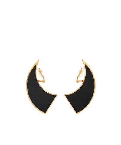 Alaïa Edge Earrings In Leather In Black