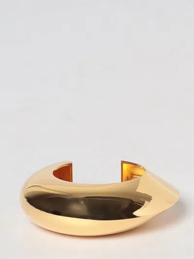 Alaïa Edge Engraved-logo Chrome-plated Brass Cuff Bracelet In Gold