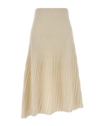Alaïa Elastic Waist Midi Skirt In Brown