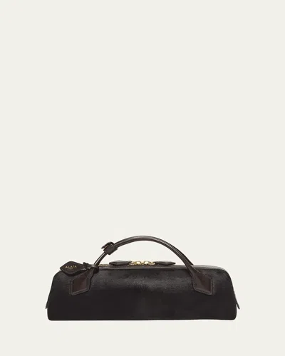 Alaïa Elongated Calf Hair Clutch Bag In Brown