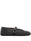 Alaïa Womens Black Rhinestone-embellished Suede Ballerina Shoes Eur 37 / 4 Uk