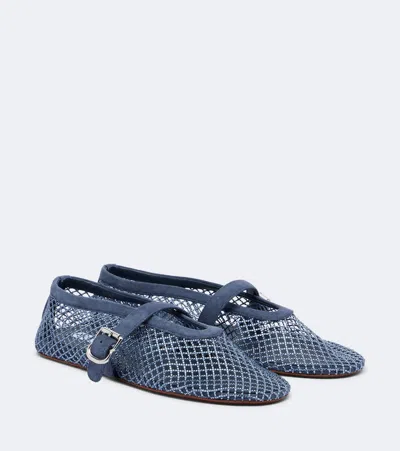 Alaïa Alaia Embellished Fishnet Mary Jane Flats In Blue