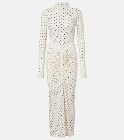 Alaïa Embellished Gathered Jersey Maxi Dress In Multi