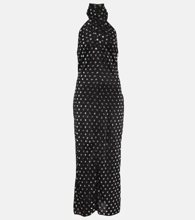 Alaïa Embellished Halterneck Midi Dress In Black