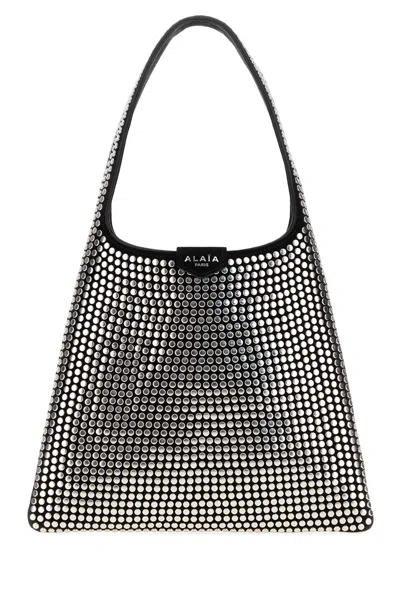 Alaïa Alaia Embellished Leather Hobo Handbag With Studs, 21 Cm In Metallic