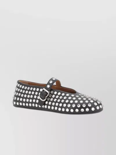 ALAÏA EMBELLISHED POINTED TOE BALLERINA STRAP