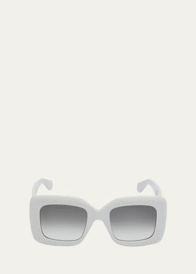 Alaïa Embellished Rectangle Acetate Sunglasses In Gray