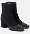 Alaïa Ankle Boots With Silver Rhinestone Detailing In Black