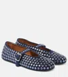 Alaïa Suede Embellished Ballet Flats In Blue