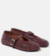 Alaïa Crystal-embellished Suede Ballet Flats In Red