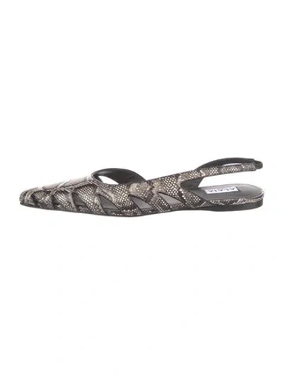 Pre-owned Alaïa Embossed Leather Animal Print Slingback Flats In Multi