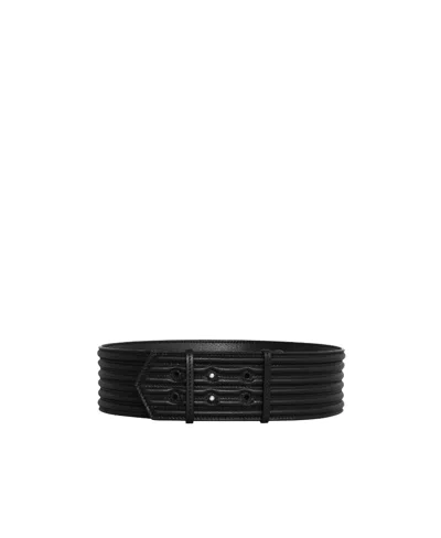 Alaïa Embossed Leather Belt In Black