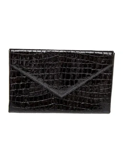 Pre-owned Alaïa Embossed Leather Clutch In Black