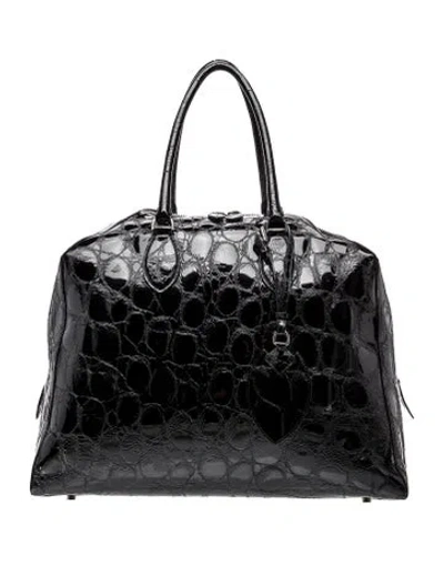 Pre-owned Alaïa Embossed Leather Shoulder Bag In Black