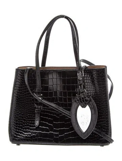 Pre-owned Alaïa Embossed Leather Shoulder Bag Small In Black