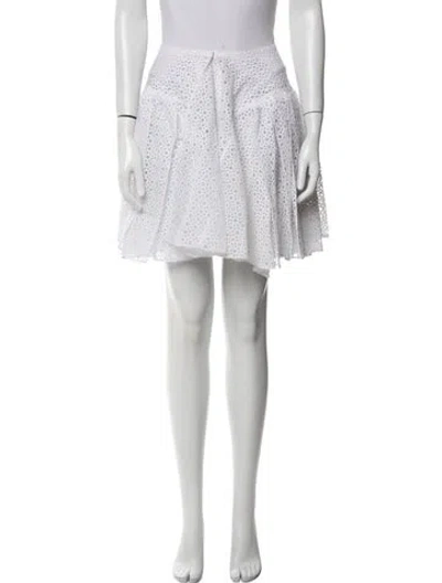 Pre-owned Alaïa Embroidered Accent Mini Skirt In White