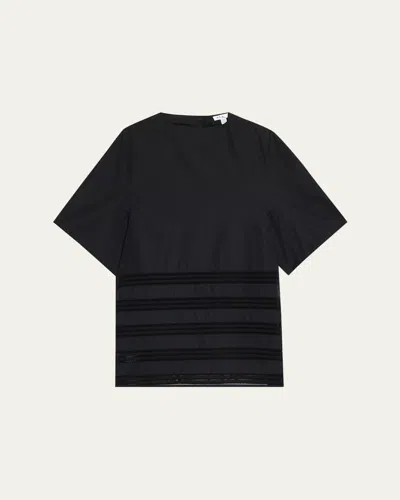 Alaïa Embroidered Cotton Mini Round Dress In Black
