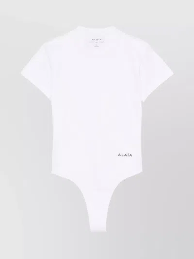 ALAÏA EMBROIDERED LOGO BODYSUIT T-SHIRT