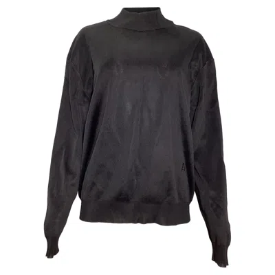 Pre-owned Alaïa Embroidered Logo Mock Neck Sweater In Black Viscose