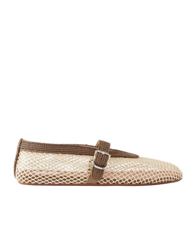 Alaïa Embroidered Satin-cord And Mesh Ballet Flats In Brown