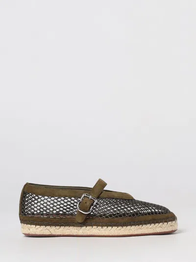 Alaïa Camouflage Green Fishnet And Suede Espadrilles In Brown