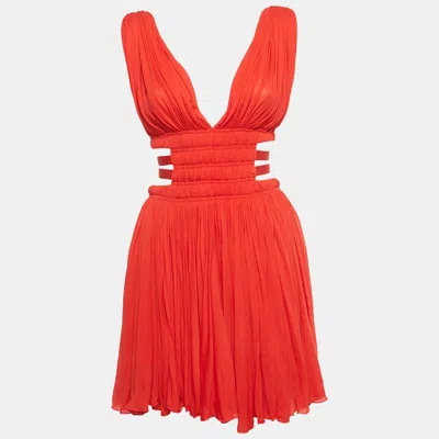 Pre-owned Alaïa Été Edition Red Jersey Cut-out Flared Mini Dress M