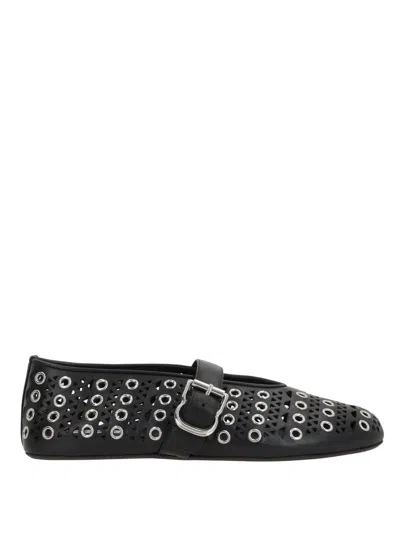 ALAÏA ALAIA EYELET-ADORNED BALLET FLATS