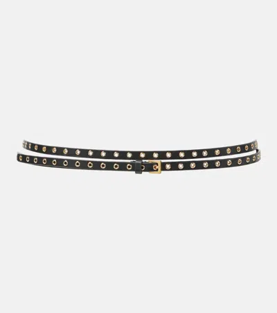 Alaïa Eyelet-detail Leather Belt In Black