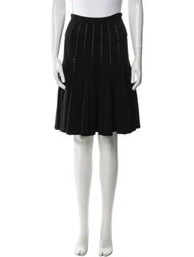 Pre-owned Alaïa Eyelet Trim Knee-length Skirt In Black