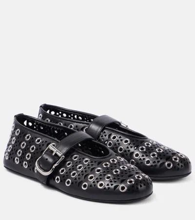 Alaïa Vienne Perforated Eyelet-embellished Leather Ballet Flats In Black