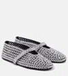 Alaïa Suede Glass-embellished Ballet Flats In Black