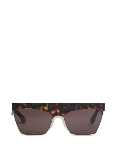 Alaïa Eyewear Croc-effect Rectangle-frame Sunglasses In Brown