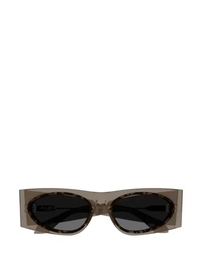 Alaïa Eyewear Logo Geometric Sunglasses In Neutrals