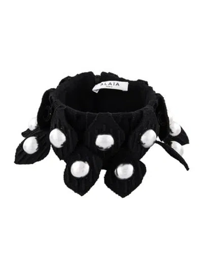 Pre-owned Alaïa Fabric Studded Stretch-knit Collar Necklace, 12" In Multi