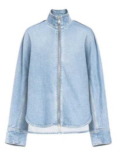 Alaïa Faded Blue Denim Shirt With Zip