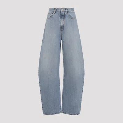 Alaïa Alaia Faded Denim High-waisted Round Jeans In Blue