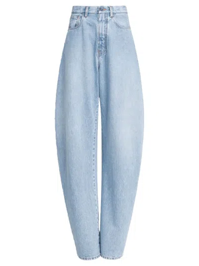 Alaïa Faded Denim High-waisted Round Jeans Clothing In Blue