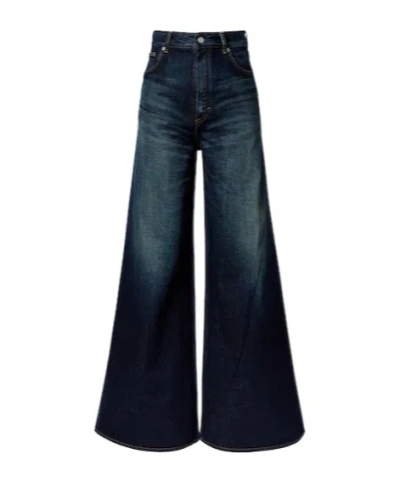 Alaïa Faded Wide-leg Jeans In Black