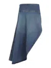 Alaïa High Waist Asymmetric Raw Edge Denim Skirt In Blue