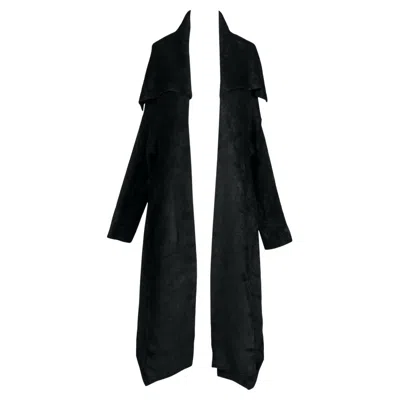 Pre-owned Alaïa Fall 1989 Azzedine  Runway Black Velvet Knit Shawl Collar Open Front Jacket