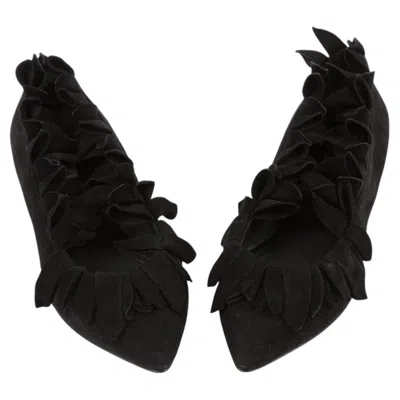 Pre-owned Alaïa Alaia Fancy Suede Leather Ballet Flats Shoes In Black