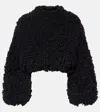Alaïa Cropped Fringe Wool Bomber Jacket In Black