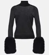 Alaïa Black Faux Fur Virgin Wool Top In Black