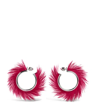 Alaïa Feather Blade Hoop Earrings In Pink