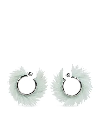 Alaïa Feather-trim Hoop Earrings In Blue
