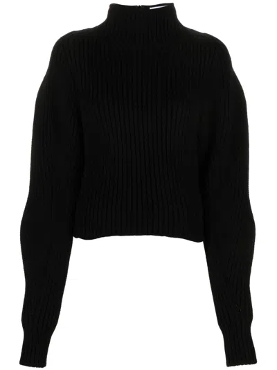 ALAÏA FEMININE BLACK HIGH NECK KNITWEAR FOR FALL 2024