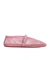 Alaïa Patent Leather-trimmed Mesh Ballet Flats In Pink